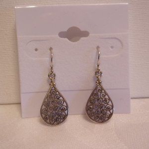 Sterling Silver Filigree Teardrop Pierced Earrings